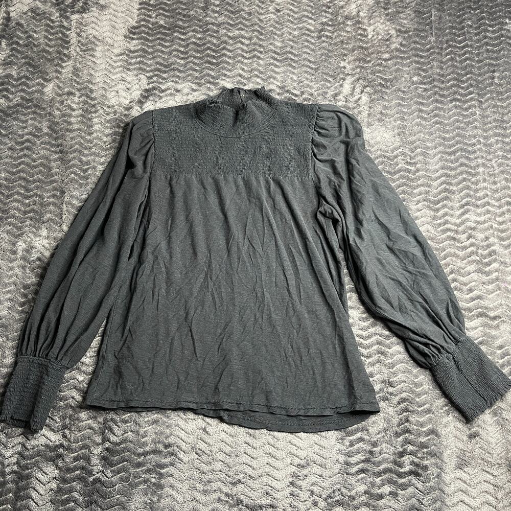 Nation Gathered Cotton Black Top Size L